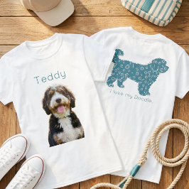 Custom Photo Pet Name Doodle Mom Teal Aesthetic T-Shirt
