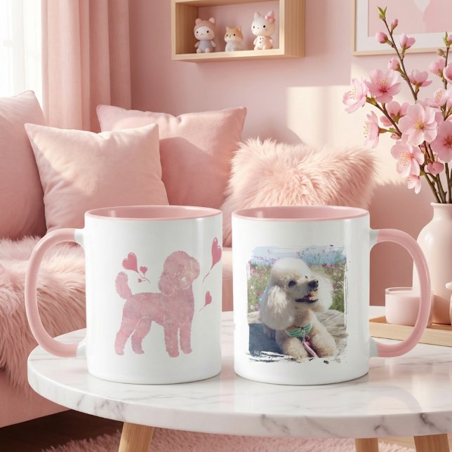 Custom Photo Poodle Valentine Mug with Name Tasse (Von Creator hochgeladen)