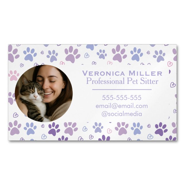 Custom Photo Professional Pet Sitter  Magnetische Visitenkarte (Vorderseite)