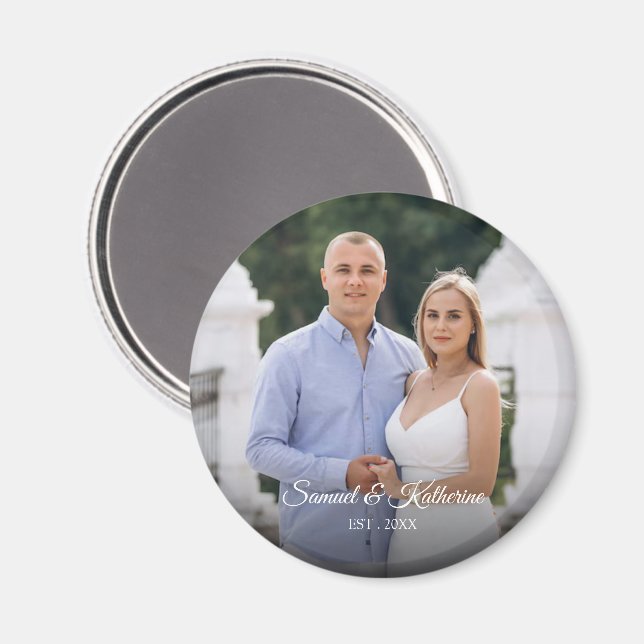 Custom Photo Romantic Keepsake with Names & Date Magnet (Vorderseite/Rückseite)