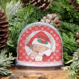 Custom Photo Santa Baby Snowflake Message Red