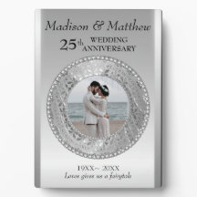 Custom Photo Silver Background Anniversary Plaque