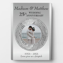 Custom Photo Silver Background Anniversary Plaque Fotoplatte