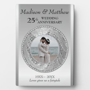 Custom Photo Silver Background Anniversary Plaque Fotoplatte