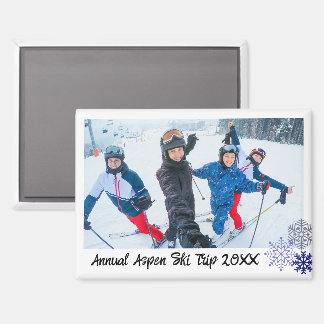 Custom Photo Snowflake Rectangle Travel Magnet