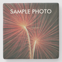 Custom Photo Stone Coaster – Fireworks Steinuntersetzer