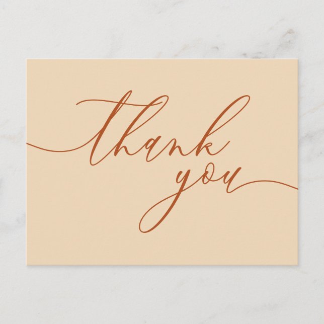 Custom Photo terracotta script signature thank you Postkarte (Vorderseite)