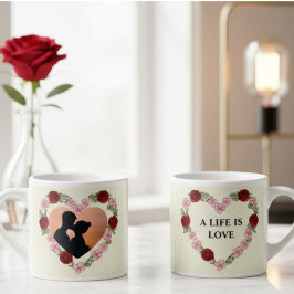 Custom Photo & Text Espresso Cup - Rose Heart Espressotasse
