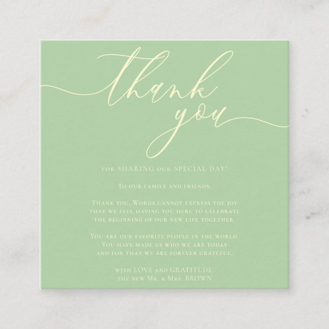 Custom Photo Thank You Mini Pistachio & Cream Begleitkarte (Vorderseite)