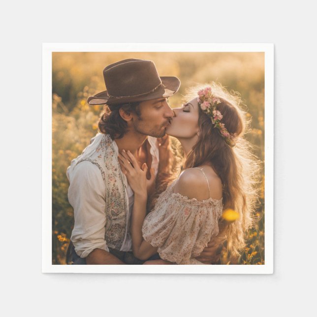 Custom Photo Wedding Engagement Serviette (Vorderseite)