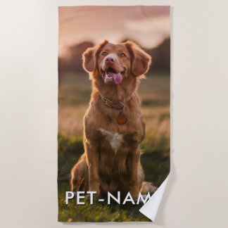 Custom Photo With Your Pet Dog Name Picture On Strandtuch
