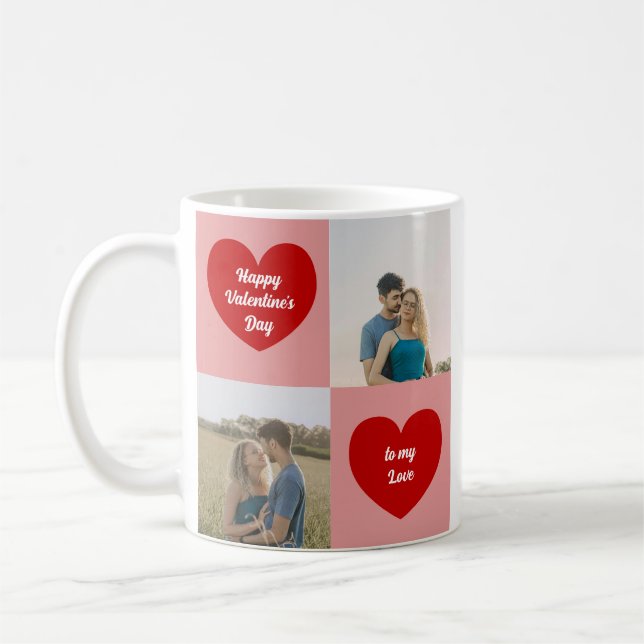 Custom Photos Hearts Graphic Valentine's Day Kaffeetasse (Links)