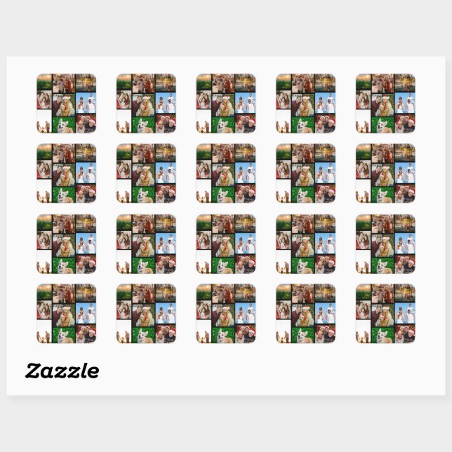 Custom Photos Stickers, Custom 9 Photos   Quadratischer Aufkleber (Blatt)
