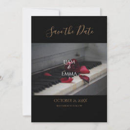 Custom Piano Rose Red Floral Wedding Save The Date