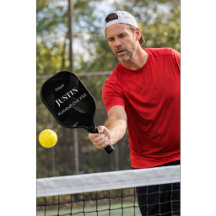 Custom Pickleball Paddle Black White Name Design