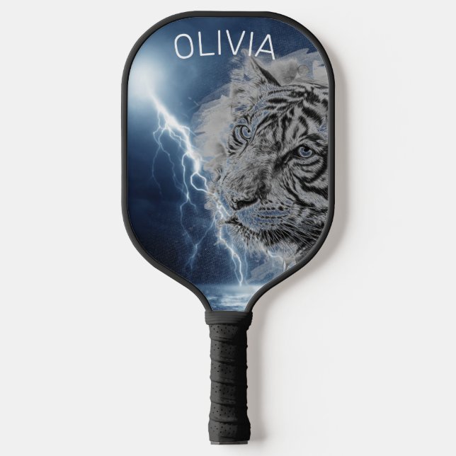 CUSTOM PICKLEBALL PADDLE TIGER MIT STORMSCHUTZKLOU (Vorderseite)