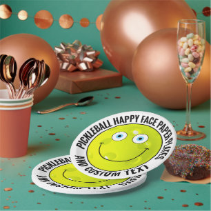 Custom Pickleball Party BLUE EYES Happy Face 7" Pappteller