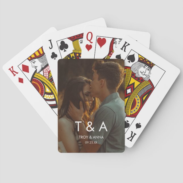 Custom Picture Foto Moderne Hochzeit Spielkarten (Rückseite)