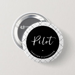 Custom Pilot Aviation School Abschluss Elegant Button