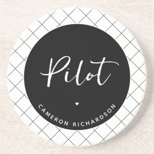Custom Pilot Aviation School Abschluss Elegant Getränkeuntersetzer