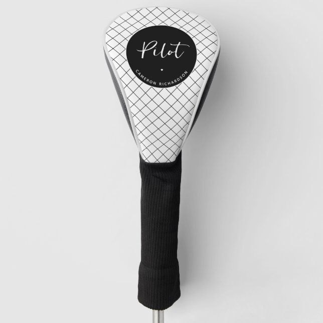 Custom Pilot Aviation School Abschluss Elegant Golf Headcover (Vorderseite)