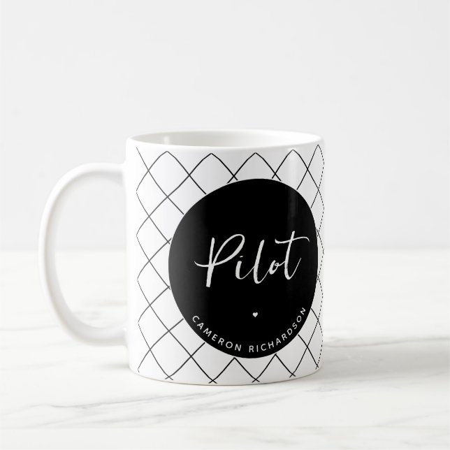 Custom Pilot Aviation School Abschluss Elegant Kaffeetasse (Links)