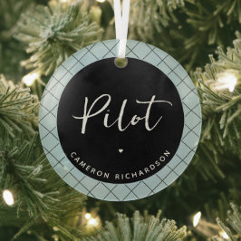 Custom Pilot Aviation School Abschluss Elegant Ornament Aus Glas