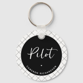 Custom Pilot Aviation School Abschluss Elegant Schlüsselanhänger