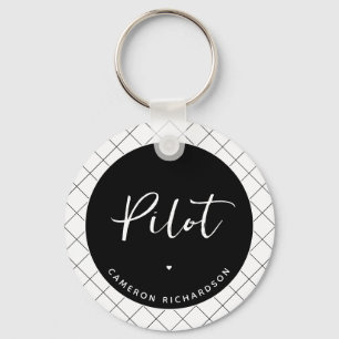 Custom Pilot Aviation School Abschluss Elegant Schlüsselanhänger