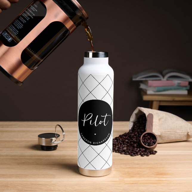 Custom Pilot Aviation School Abschluss Elegant Trinkflasche (Kaffee)