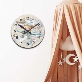 Custom Pilot Teddy Bär Kinderzimmer Runde Wanduhr