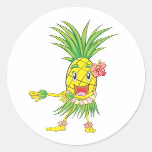 Custom Pineappel Hula Dancer Tanz Runder Aufkleber
