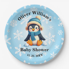 Custom Pinguin Baby Dusche Teller