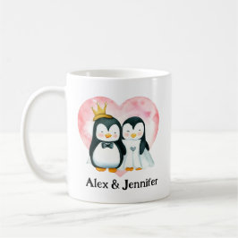 Custom Pinguin Couple Wedding Personalisiert Kaffeetasse