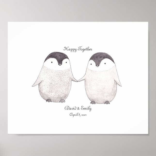 Custom Pinguin Poster Niedliche Pinguine Kunst für (Vorne)