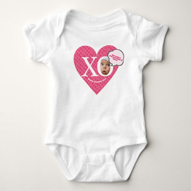 Custom pink Baby Girl My 1. valentine's! Baby Strampler (Vorderseite)