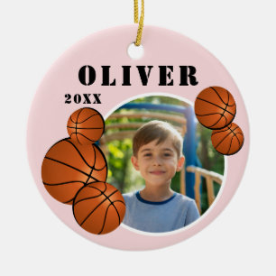 Custom Pink Basketball Ball Sports Foto Keramik Ornament
