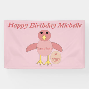 Custom Pink Birthday Girl Chick Banner