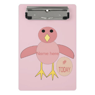 Custom Pink Birthday Girl Chick Mini Clipboard Klemmbrett