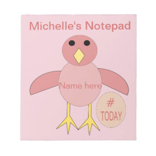 Custom Pink Birthday Girl Chick Notepad Notizblock