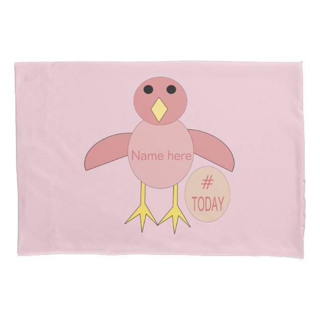 Custom Pink Birthday Girl Chick Pillowcase Kissenbezug (Vorderseite)