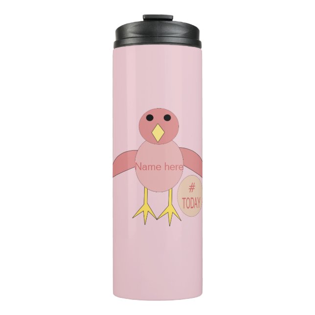 Custom Pink Birthday Girl Chick Thermal Tumbler Thermosbecher (Vorderseite)