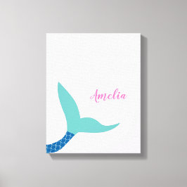 Custom Pink Blue aquamarin Magical Mermaid Schwanz Leinwanddruck