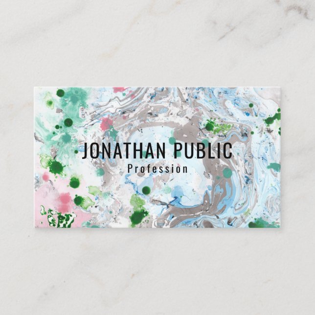 Custom Pink Blue Green Trendy Moderne Abstrakte Ku Visitenkarte (Vorderseite)