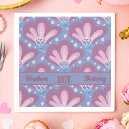 Custom Pink Blue Watercolor Floral Geburtstag Serviette