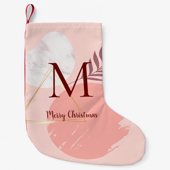 Custom Pink Botanical Modern Christmas Strumpf Kleiner Weihnachtsstrumpf (Vorderseite)
