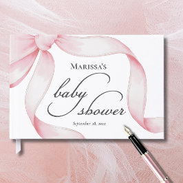 Custom Pink Bow Baby Shower Gästebuch