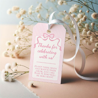 Custom Pink Bow Baby Showmarke, Pink Ribbon Geschenkanhänger