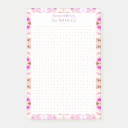 Custom Pink Brown Dot Grid Student Geschenkplaner Post-it Klebezettel