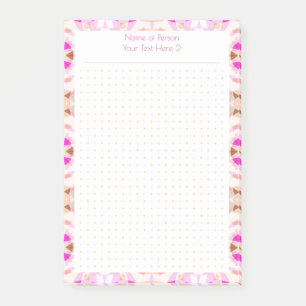 Custom Pink Brown Dot Grid Student Geschenkplaner Post-it Klebezettel